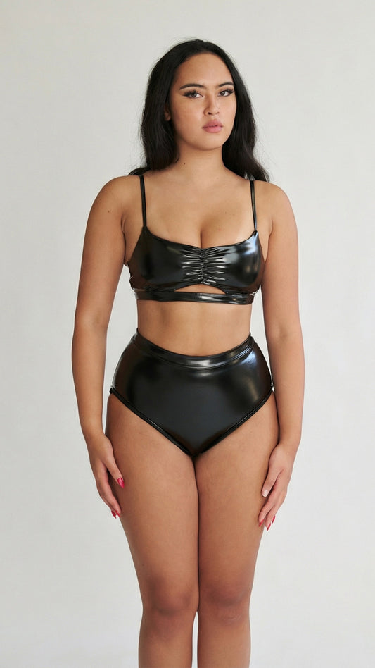 Basic High Waist Bottoms - Black PU