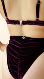 May Scrunch Back Velvet Top Plum