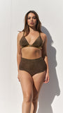 Basic High Waist Bottoms Gold Black Lurex