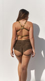 Lure You High Waist Garter Shorts - Gold Black Lurex