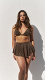 Free Flow High Waist Skort in Gold Black Lurex