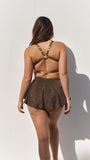 Free Flow High Waist Skort in Gold Black Lurex