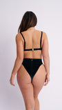 May Scrunch Back Velvet Top Emerald Green