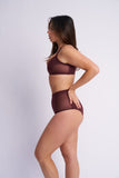Gigi Top - Mesh Panelled Top Recycled Cacao