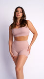 Aerolux Fabric: Scrunch Bike Shorts Taupe