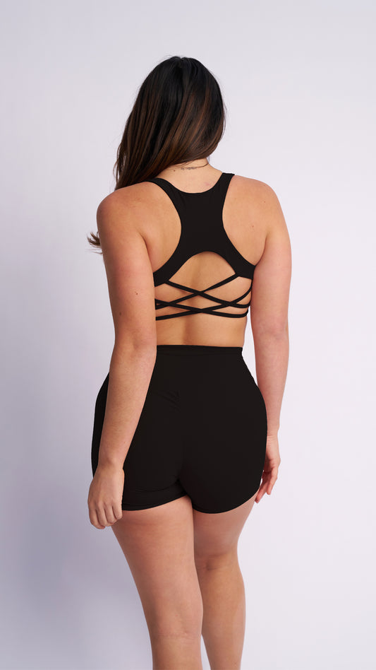 Aerolux Fabric: Bridget Strappy Top Black