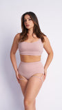 Aerolux Fabric: Lure You High Waist Garter Shorts Taupe
