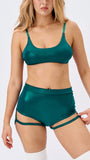 Lure You High Waist Garter Shorts Teal