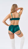 Lure You High Waist Garter Shorts Teal