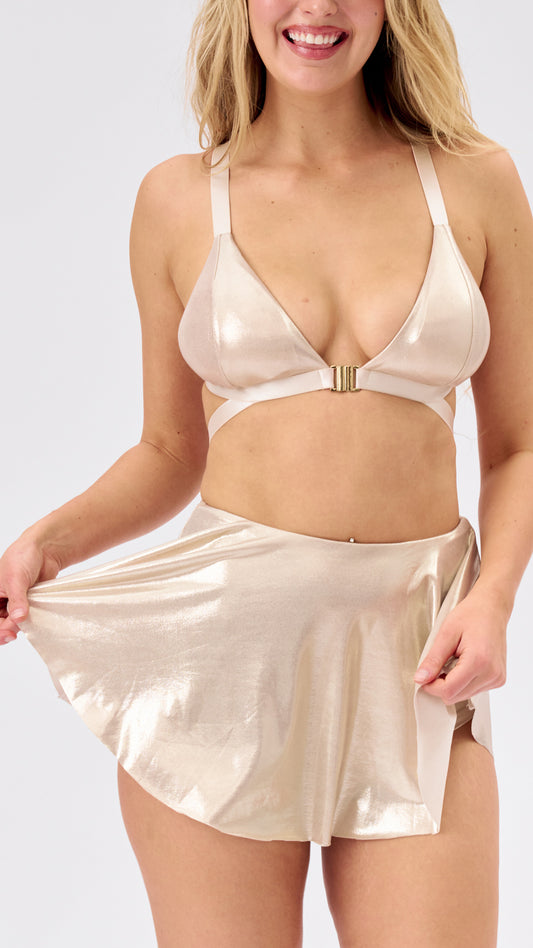 Free Flow High Waist Skort Gold