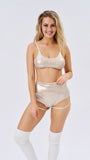 Lure You High Waist Garter Christmas Shorts Gold