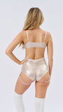 Lure You High Waist Garter Christmas Shorts Gold