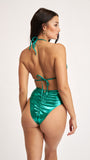 High Waist High Cut Metallic Bottom