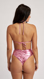 High Waist High Cut Metallic Bottom