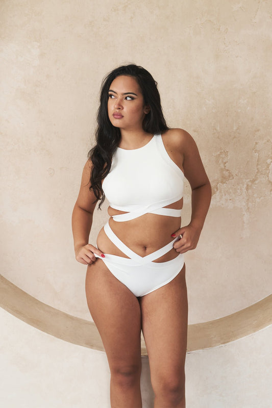 Serena Top - Strappy High Support Sports Bra White