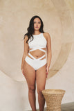 Tara Low Waist - Strappy Scrunch Low Waist Bottoms White
