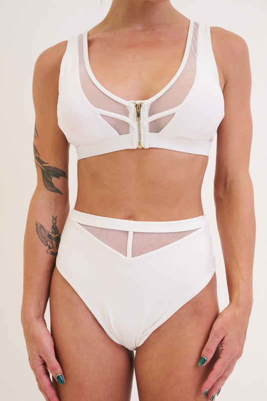 Odessa Mesh High Waist Bottoms White
