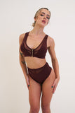Odessa Mesh Zip Top Chocolate
