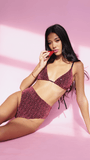 Elara Diamante High Waist Bottoms Pink