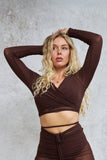 Sienna Wrap Around Mesh Top Chocolate