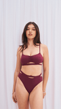 Pipa Cut Out High Waist Bottoms Plum