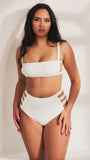 Clover Side Strap High Waist Bottoms White