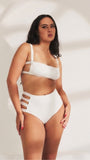 Clover Side Strap High Waist Bottoms White