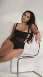 Clover Side Strap Bodysuit Black