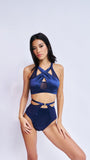Katherine Cross Over Top Satin Navy