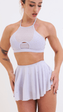 Sarah Mesh Diamante High Waist Skort Lilac