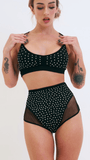 Roxie Mesh Diamante High Waist Bottoms Black