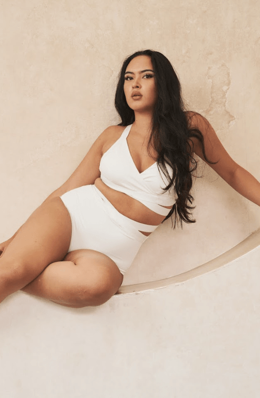 Tara High Waist - Strappy Scrunch High Waist Bottoms White