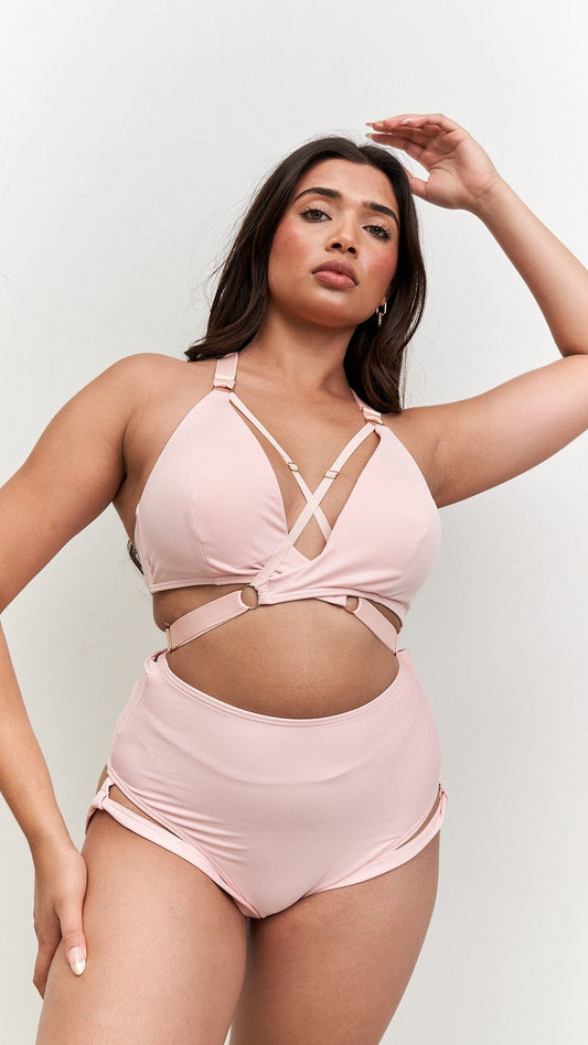 Amber Top - Adjustable Strappy Racerback Moulded Top Recycled Blush