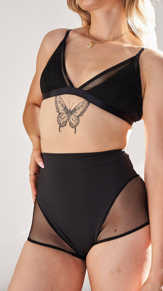 Carla Bike Shorts - Mesh High Waist Recycled Black