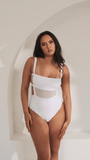 Clover Side Strap Bodysuit White