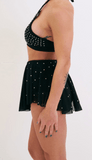 Sarah Mesh Diamante High Waist Skort Black