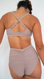 Gigi Top - Mesh Pannelled Top Recycled Mocha