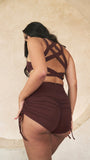 High Waist Drawstring Shorts Cacao