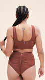 High Waist Bottom - Ribbed Scrunch Recycled Bottoms Choco