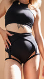 Iris High Waist - Cross Over High Waist Garter Shorts Recycled