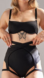 Iris High Waist - Cross Over High Waist Garter Shorts Recycled