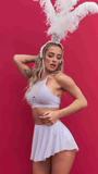 Sarah Mesh Diamante High Waist Skort Lilac