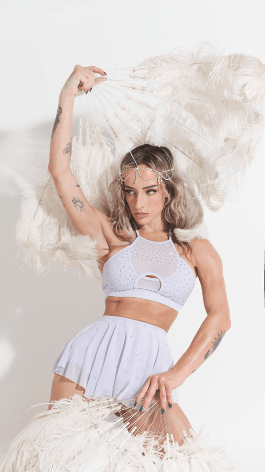 Sarah Mesh Diamante High Waist Skort Lilac