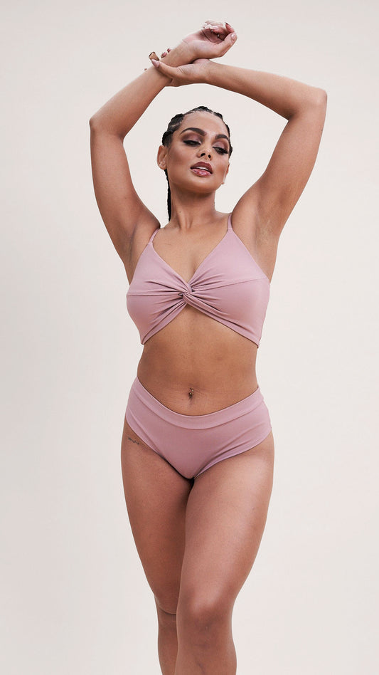 Basic Low Waist Shorts - Scrunch Shorts Ribbed Blush Taupe