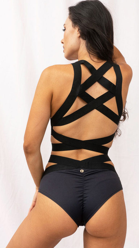 Serena Top - Strappy High Support Sports Bra Recycled Black