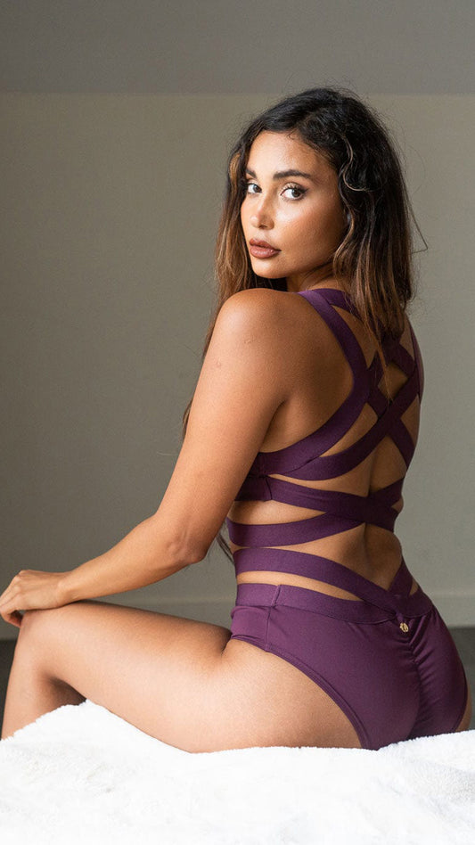 Serena Top - Strappy High Support Sports Bra Recycled Mulberry