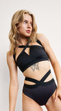 Tia Top - Strappy Cross Over Top Recycled Black
