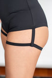 Zena Bottom - Adjustable Garter Overall Shorts Black