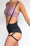 Zena Bottom - Adjustable Garter Overall Shorts Black