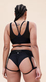 Fiona Top - 2-Piece Cross Over Wrap Mesh Top Black